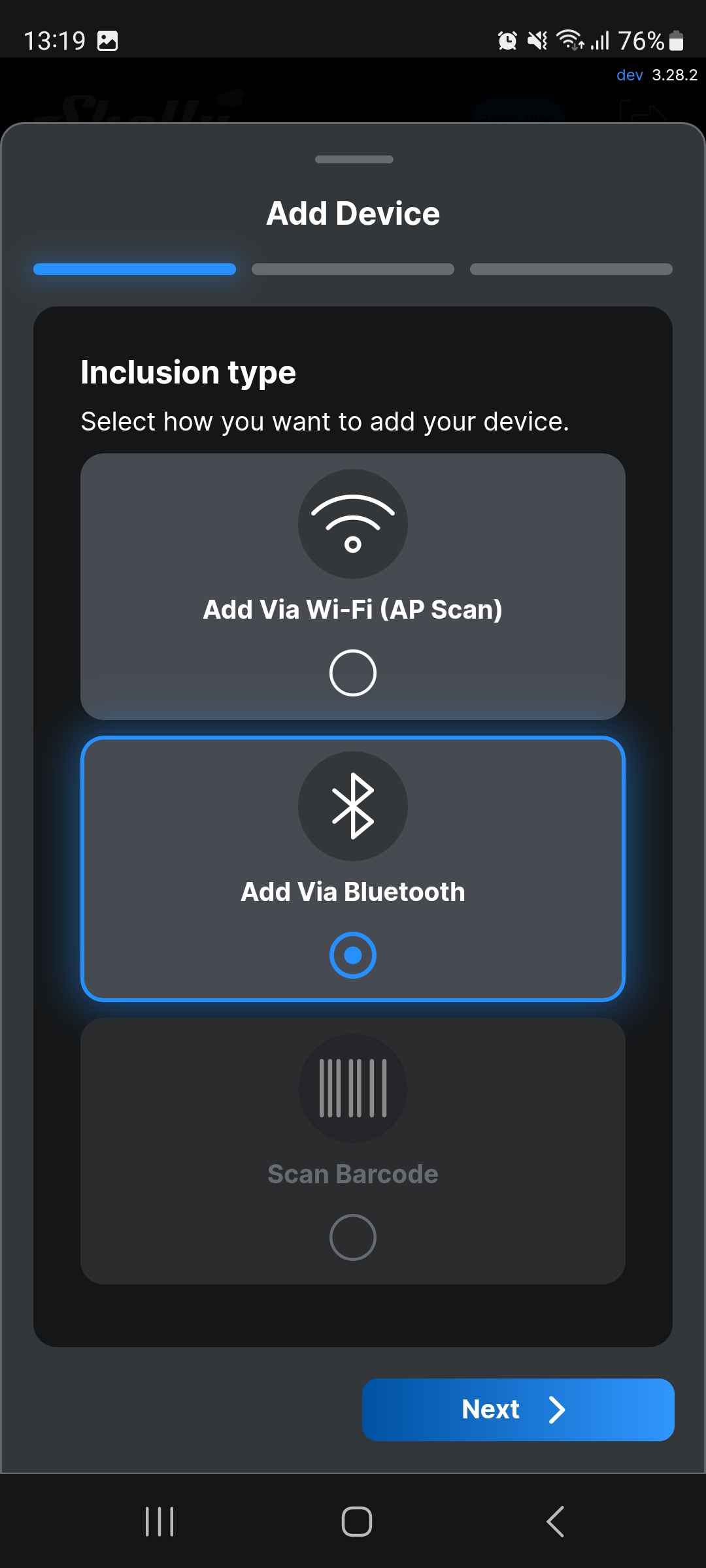步骤 4：通过蓝牙添加