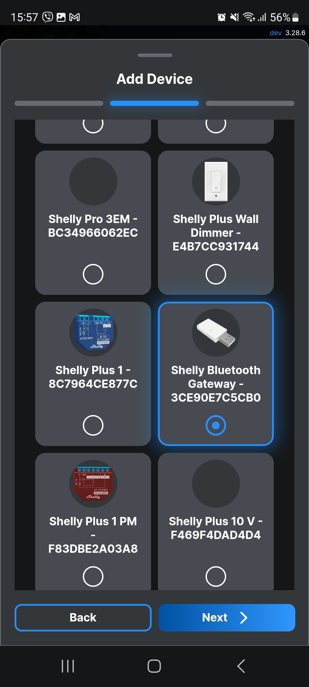 步骤 5：选择 Shelly Blu 网关